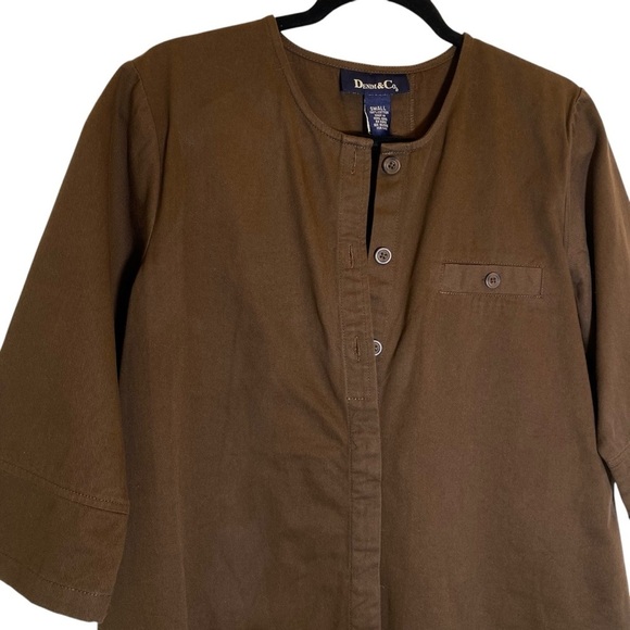 Denim & Co. NWT Women size small popover 1/2 sleeve Brown Button-Back Tunic Top - Picture 3 of 7